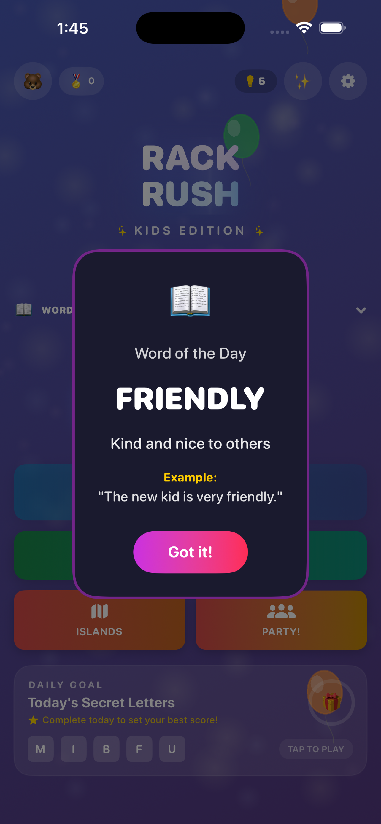 RackRush Kids Word of the Day